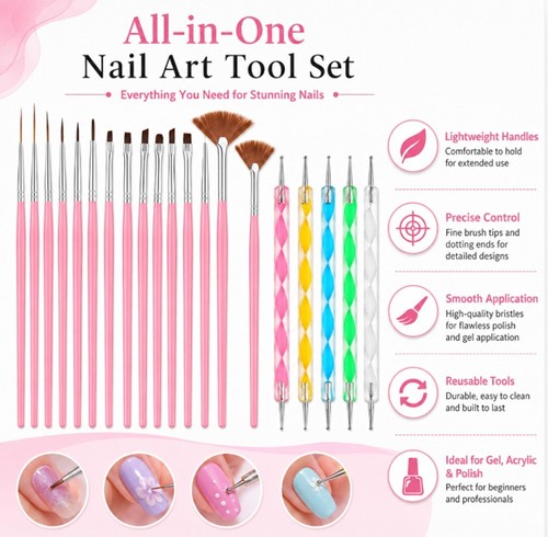 Kit nail art 20pz - art, pennelli